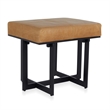 Kosas Home Calvin Premium Leather and Tube Iron Stool in Chestnut