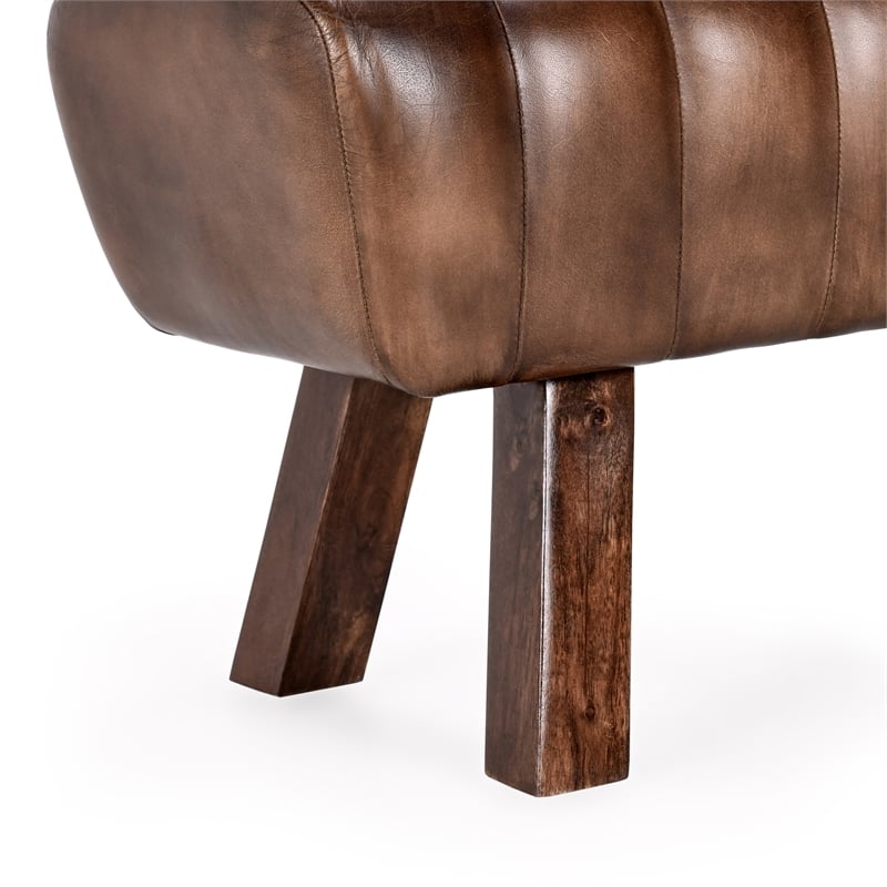 Kosas Home Florian Elegant 50-Inch Brown Leather Bench - Versatile Design