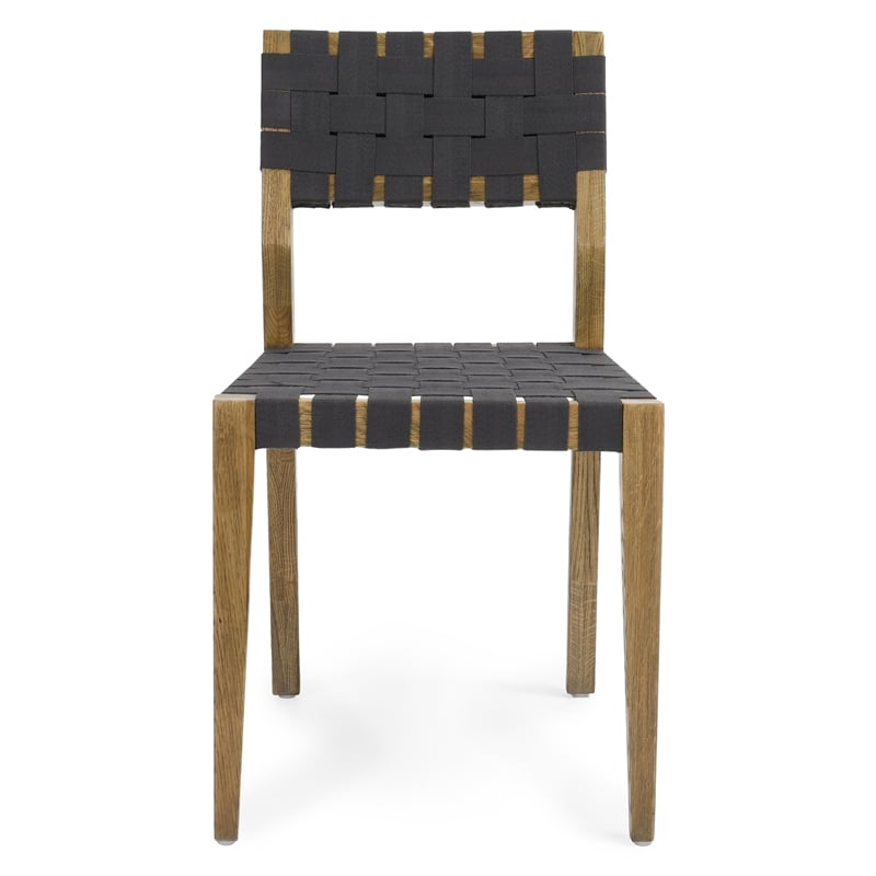 Kosas Home Orlando Set of 2 Oak Wood Dining Chairs with Black Webbing
