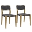 Kosas Home Orlando Set of 2 Oak Wood Dining Chairs with Black Webbing