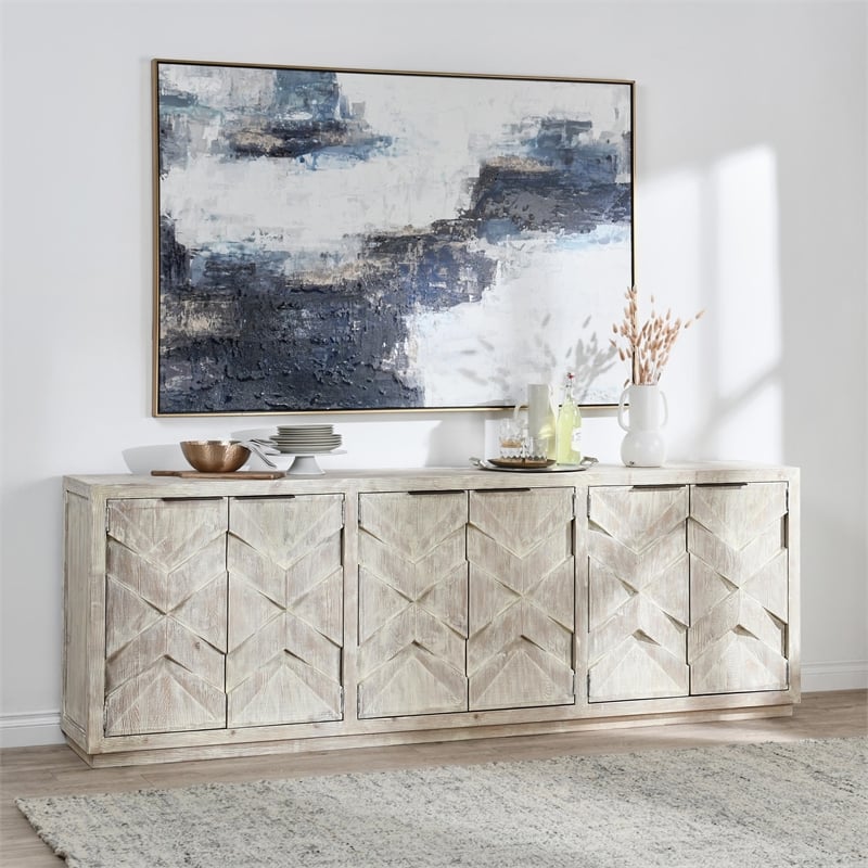 Kosas Home Frederick Reclaimed Pine Wood Sideboard - Six-Door in Vintage White