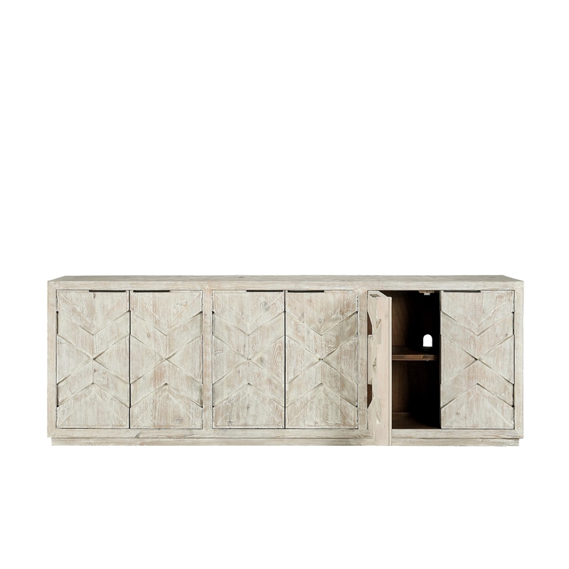 Kosas Home Frederick Reclaimed Pine Wood Sideboard - Six-Door in Vintage White