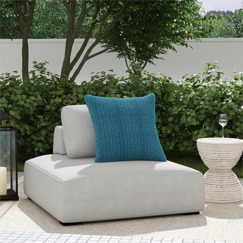 Classic Home Nico Outdoor Square Olefin Fabric Lounge Chair in Light Gray
