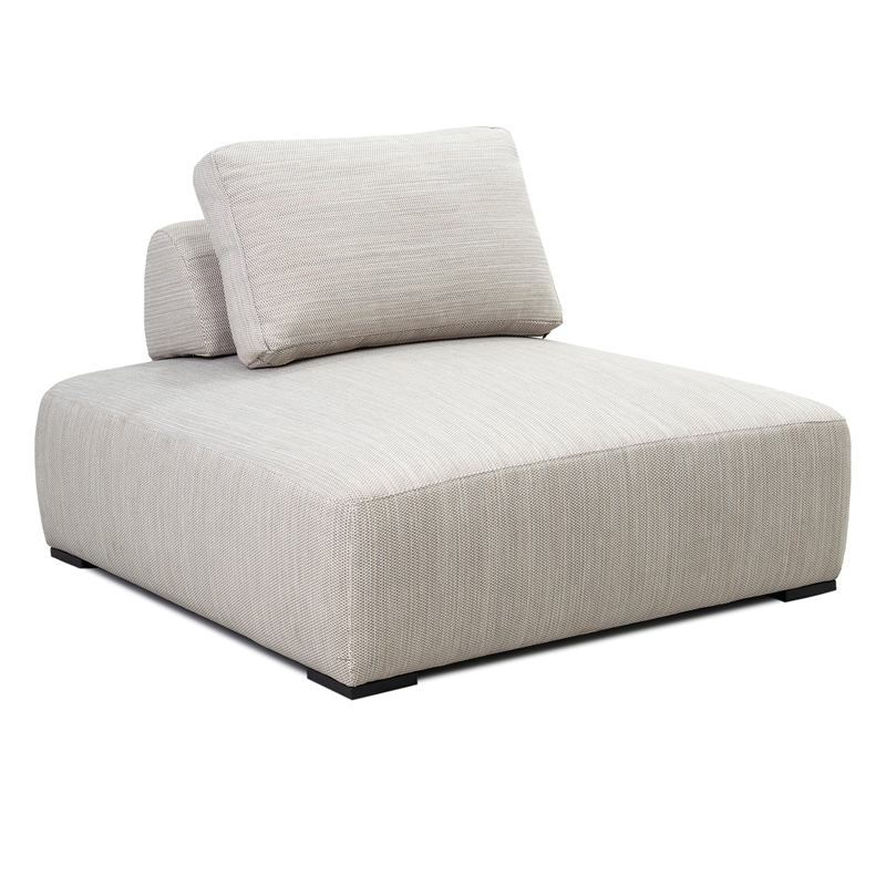 Classic Home Nico Outdoor Square Olefin Fabric Lounge Chair in Light Gray