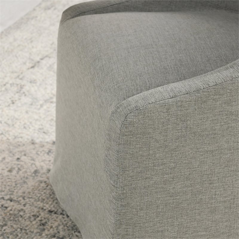 Classic Home Warwick Gray Fabric Upholstered Rolling Dining Chair Sloping Arms