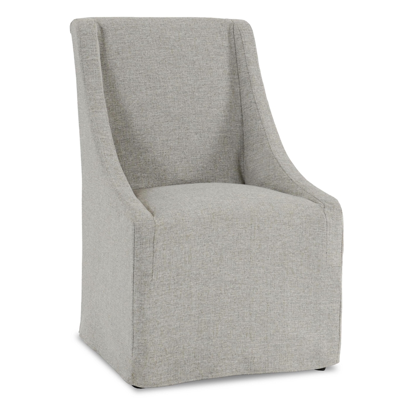 Classic Home Warwick Gray Fabric Upholstered Rolling Dining Chair Sloping Arms