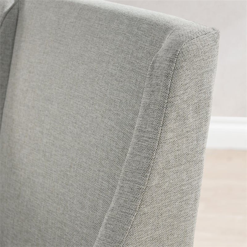 Classic Home Warwick Gray Fabric Upholstered Rolling Dining Chair Sloping Arms