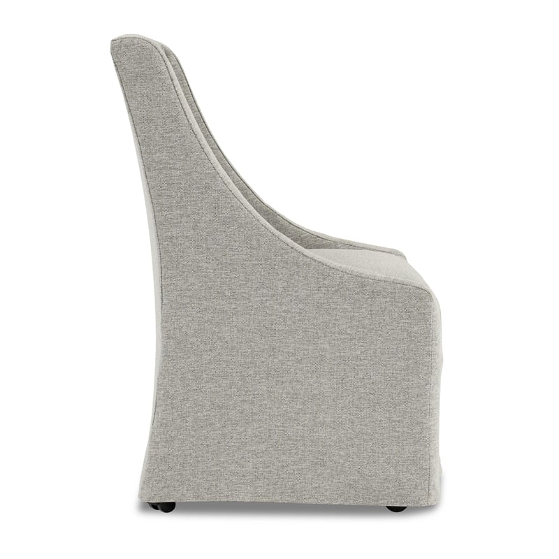 Classic Home Warwick Gray Fabric Upholstered Rolling Dining Chair Sloping Arms