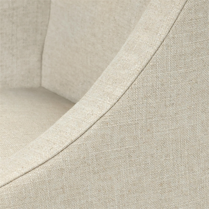 Classic Home Warwick Oatmeal Fabric Upholstered Rolling Dining Chair Sloping Arm