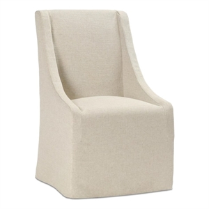 Classic Home Warwick Oatmeal Fabric Upholstered Rolling Dining Chair Sloping Arm
