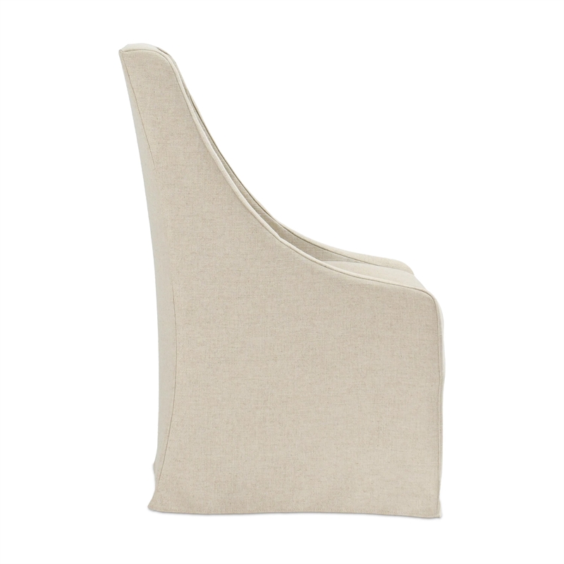 Classic Home Warwick Oatmeal Fabric Upholstered Rolling Dining Chair Sloping Arm