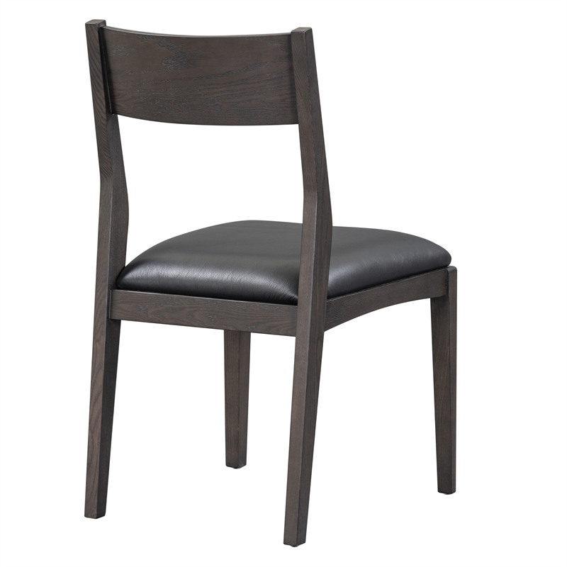 Classic Home Rooney Black Top Grain Leather Dining Chair with Solid Wood Frame