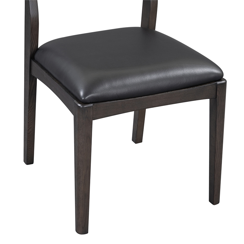 Classic Home Rooney Black Top Grain Leather Dining Chair with Solid Wood Frame
