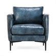 Classic Home Corinne Ocean Blue Leather Club Chair with Black Iron Accents