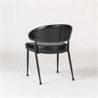Classic Home Umbria Jet Black Leather Dining Chair with Channel Tufting