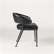 Classic Home Umbria Jet Black Leather Dining Chair with Channel Tufting