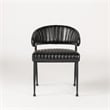 Classic Home Umbria Jet Black Leather Dining Chair with Channel Tufting
