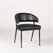 Classic Home Umbria Jet Black Leather Dining Chair with Channel Tufting