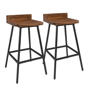 Kosas Home Pennie Mid-Century Modern Wood 27&quot Counter Stool Brown Set of 2