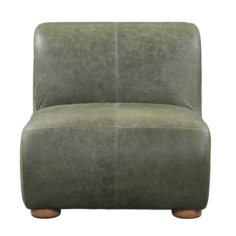 Classic Home Arcadia Olive Green Leather Accent Chair with Round Legs