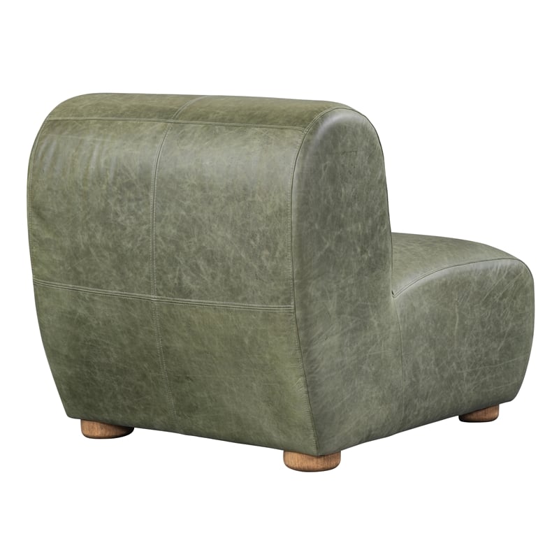 Classic Home Arcadia Olive Green Leather Accent Chair with Round Legs