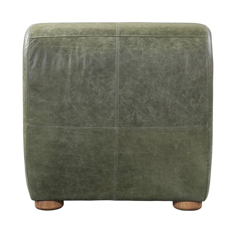 Classic Home Arcadia Olive Green Leather Accent Chair with Round Legs