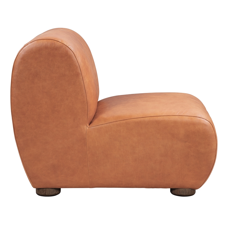 Classic Home Arcadia Autumn Brown Leather Accent Chair with Round Legs