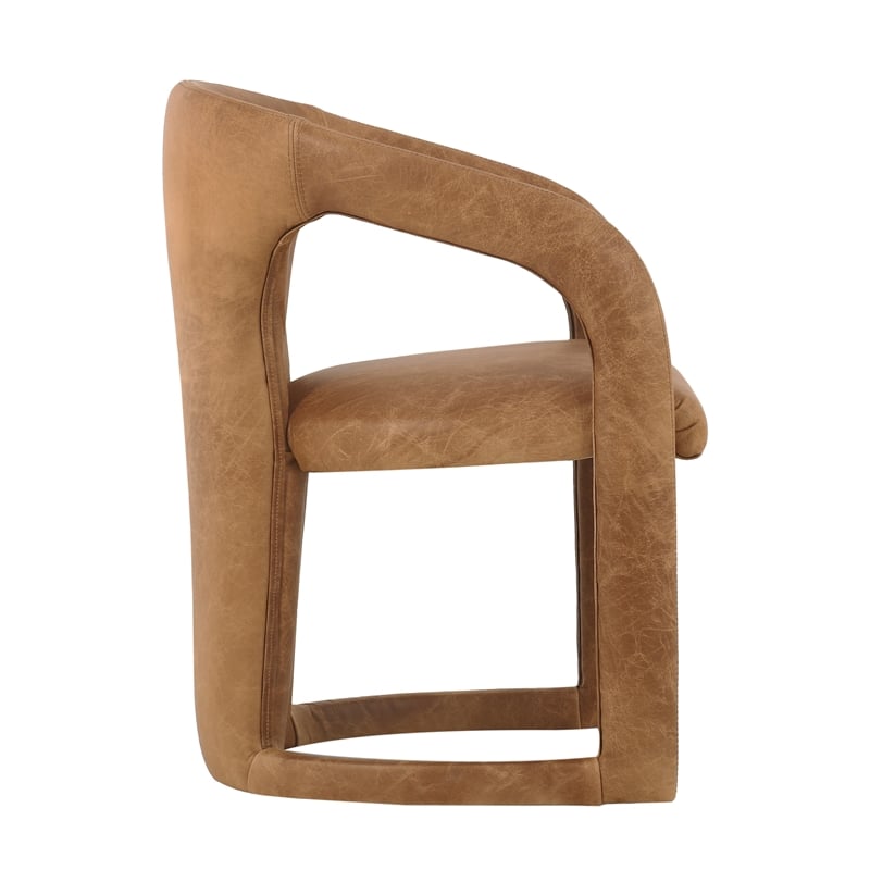 Classic Home Archie Tan Leather Upholstered Dining Chair with Solid Wood Frame