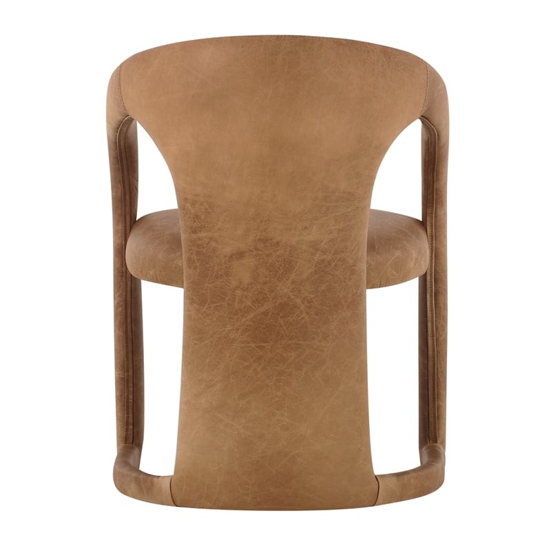 Classic Home Archie Tan Leather Upholstered Dining Chair with Solid Wood Frame