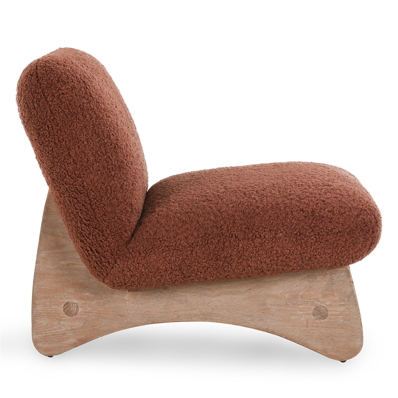 Classic Home Astra Accent Chair Rust Upholstery Fabric with Solid Oak Frame