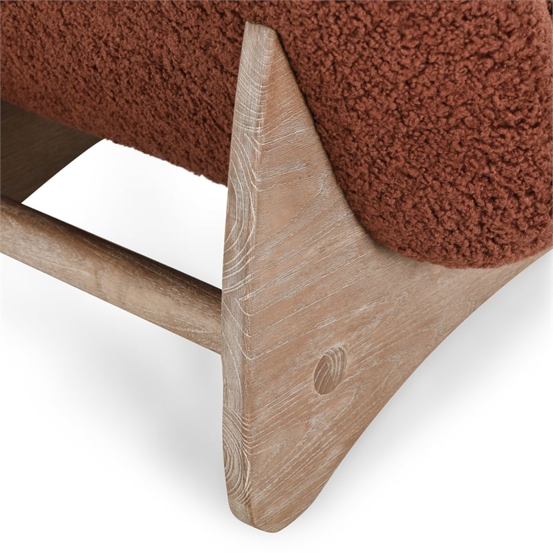 Classic Home Astra Accent Chair Rust Upholstery Fabric with Solid Oak Frame