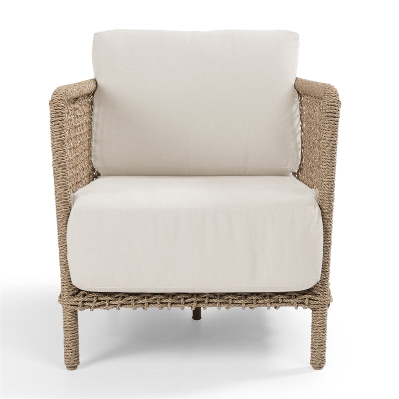 Classic Home Brisbane Natural Rattan Outdoor Accent Chair with Aluminum Frame