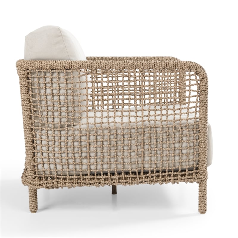 Classic Home Brisbane Natural Rattan Outdoor Accent Chair with Aluminum Frame