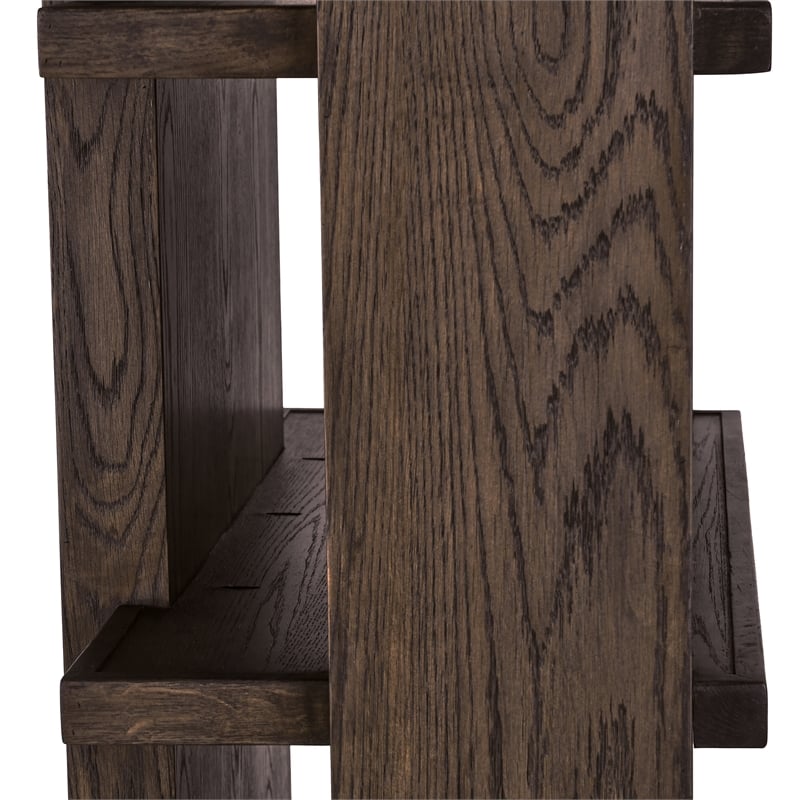 Classic Home Doku 6 Shelf Open Tall Bookcase Dark Brown Oak Wood