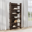 Classic Home Doku 6 Shelf Open Tall Bookcase Dark Brown Oak Wood