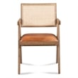 Classic Home Douglas Tan Top-Grain Leather & Wood Dining Chair with Rattan Back