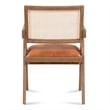 Classic Home Douglas Tan Top-Grain Leather & Wood Dining Chair with Rattan Back