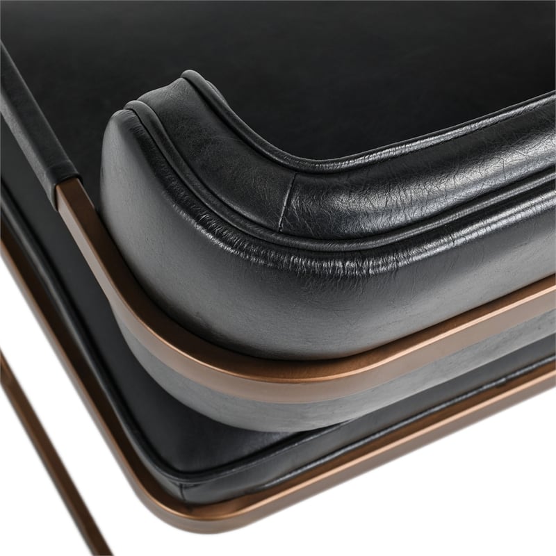 Classic Home Fonda Black Leather Cantilever Dining Chair with Welted Seam Detail