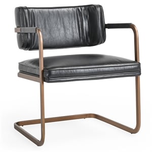 Classic Home Fonda Black Leather Cantilever Dining Chair with Welted Seam Detail