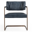 Classic Home Fonda Ocean Blue Leather Cantilever Dining Chair Welted Seam Detail