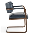 Classic Home Fonda Ocean Blue Leather Cantilever Dining Chair Welted Seam Detail