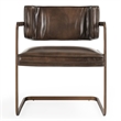 Classic Home Fonda Brown Leather Cantilever Dining Chair with Welted Seam Detail