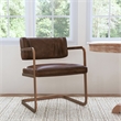 Classic Home Fonda Brown Leather Cantilever Dining Chair with Welted Seam Detail