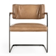 Classic Home Fonda Tan Leather Cantilever Dining Chair with Welted Seam Detail