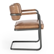 Classic Home Fonda Tan Leather Cantilever Dining Chair with Welted Seam Detail