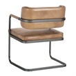 Classic Home Fonda Tan Leather Cantilever Dining Chair with Welted Seam Detail