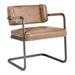 Classic Home Fonda Tan Leather Cantilever Dining Chair with Welted Seam Detail