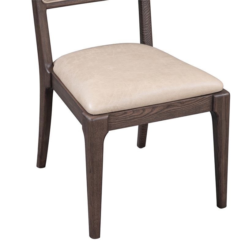 Classic Home Gia Leather Upholstery Dining Chair Beige with Wood Frame