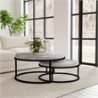 Classic Home Hayword Cow Leather Set of 2 Nesting Coffee Tables in Sparrow Gray