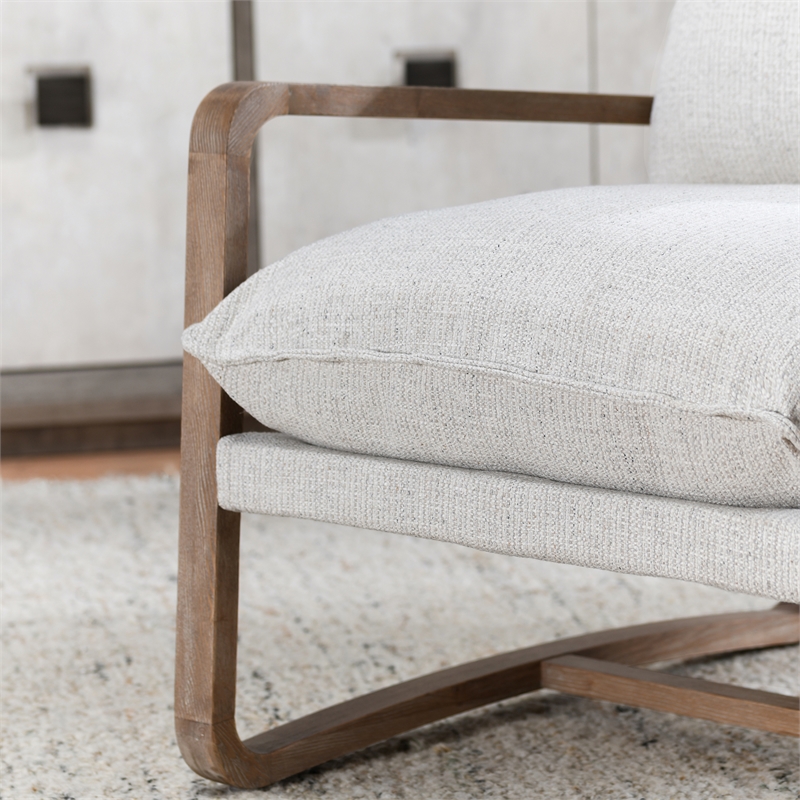 Classic Home Mariah Fabric Upholstery Accent Chair Natural with Wood Frame